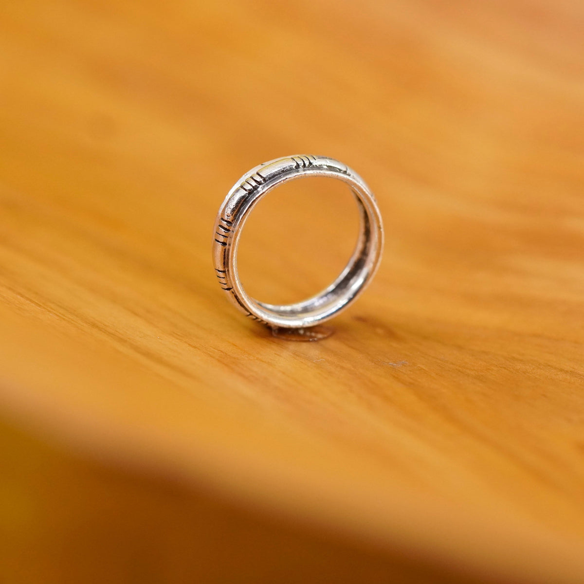 Size 5, Sterling silver handmade ring, 925 ribbed band, modernist, minimalist