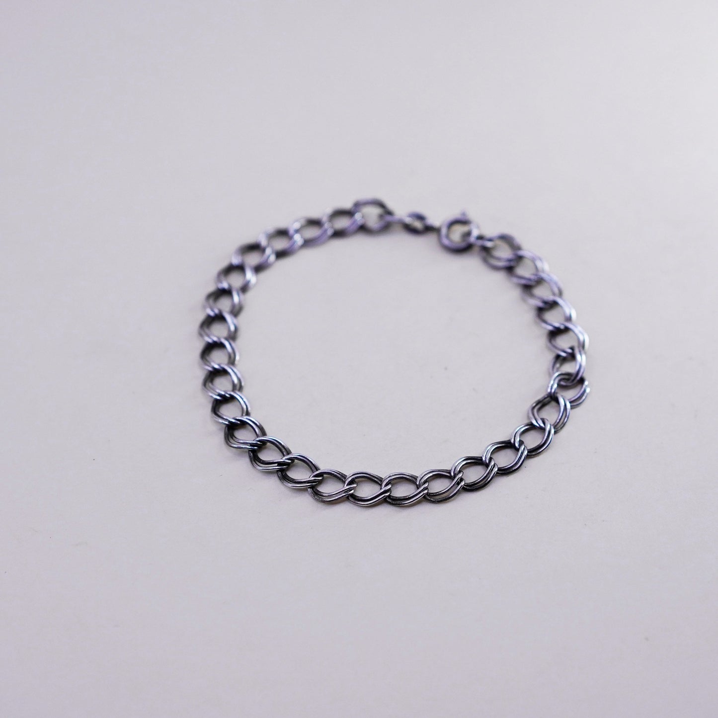 7.25”, 7mm, Vintage prochain sterling silver bracelet, 925 double curb chain