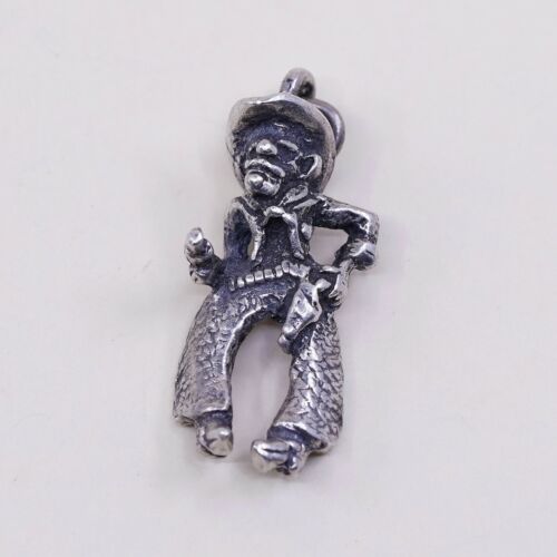 Vintage Sterling Silver Handmade Pendant, 925 Cowboy Charm, Silver Tested