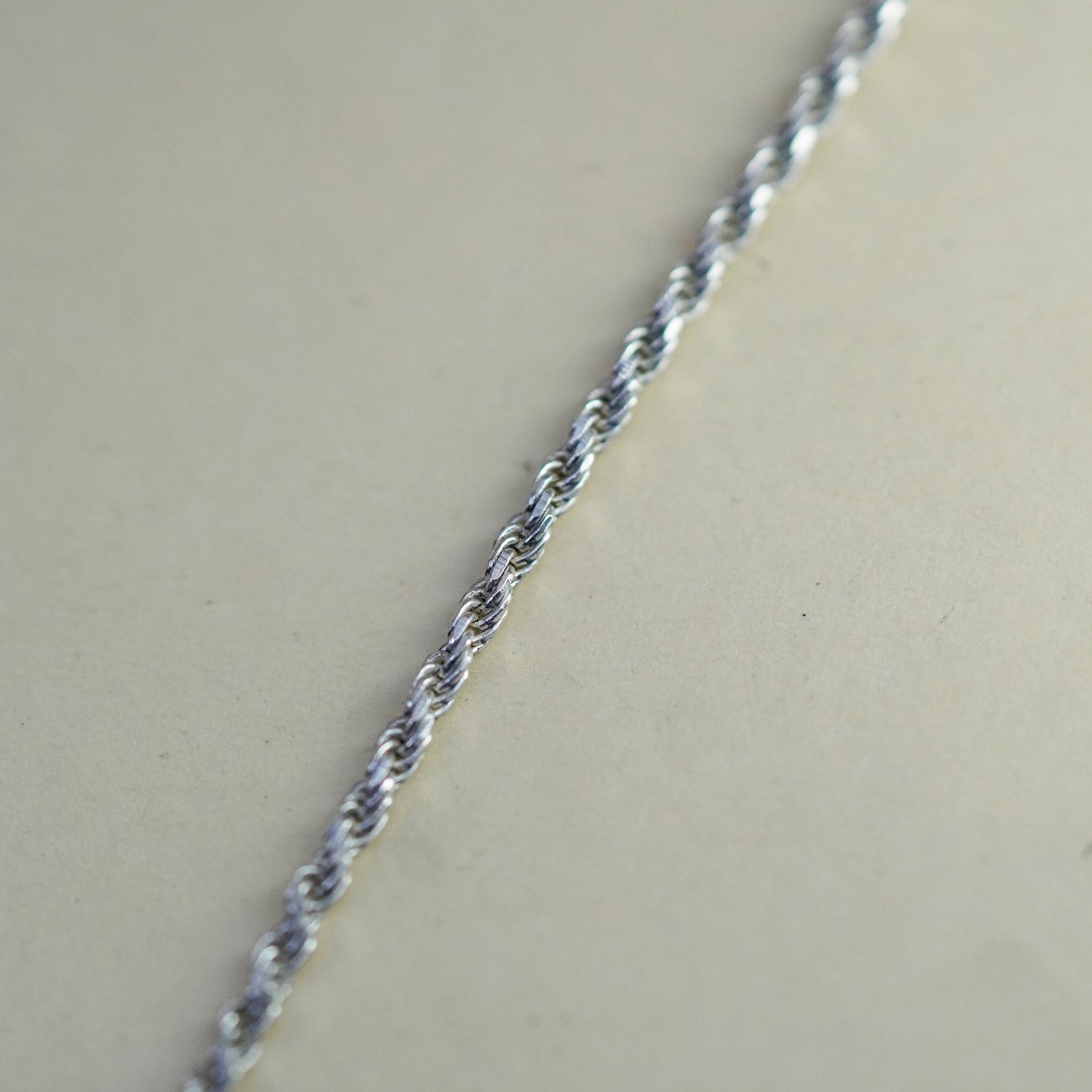 24” 2mm, vintage Sterling silver necklace, 925 rope chain
