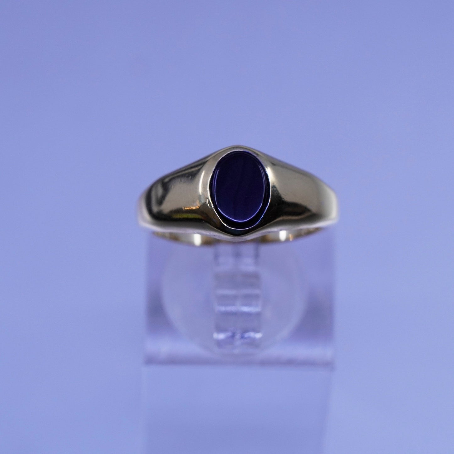 Size 7.25, vermeil gold filled ring with obsidian