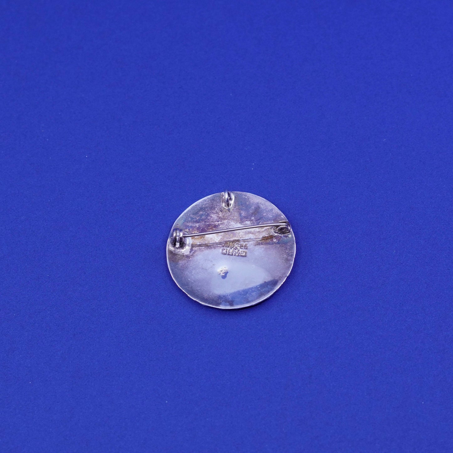 Vintage Sterling silver handmade brooch pin, 925 Mayan temple pendant