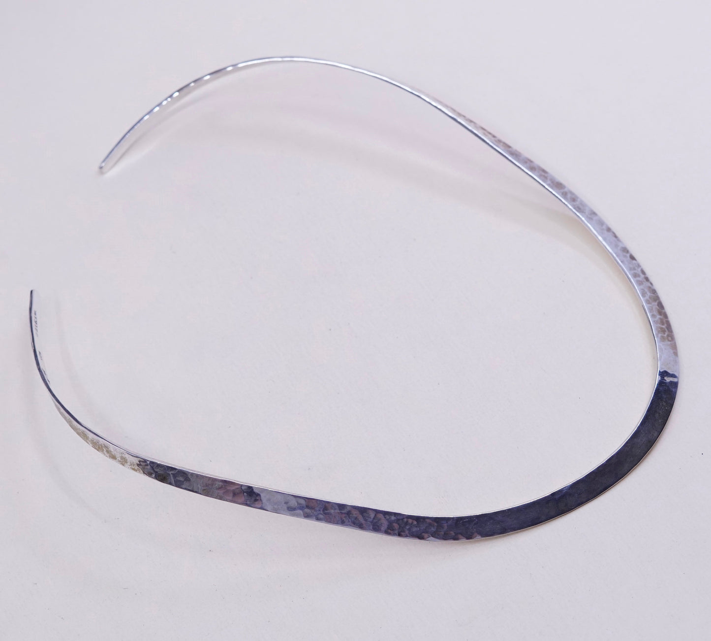 14”, mexico DDD sterling silver choker collar necklace, 925 hammered necklace
