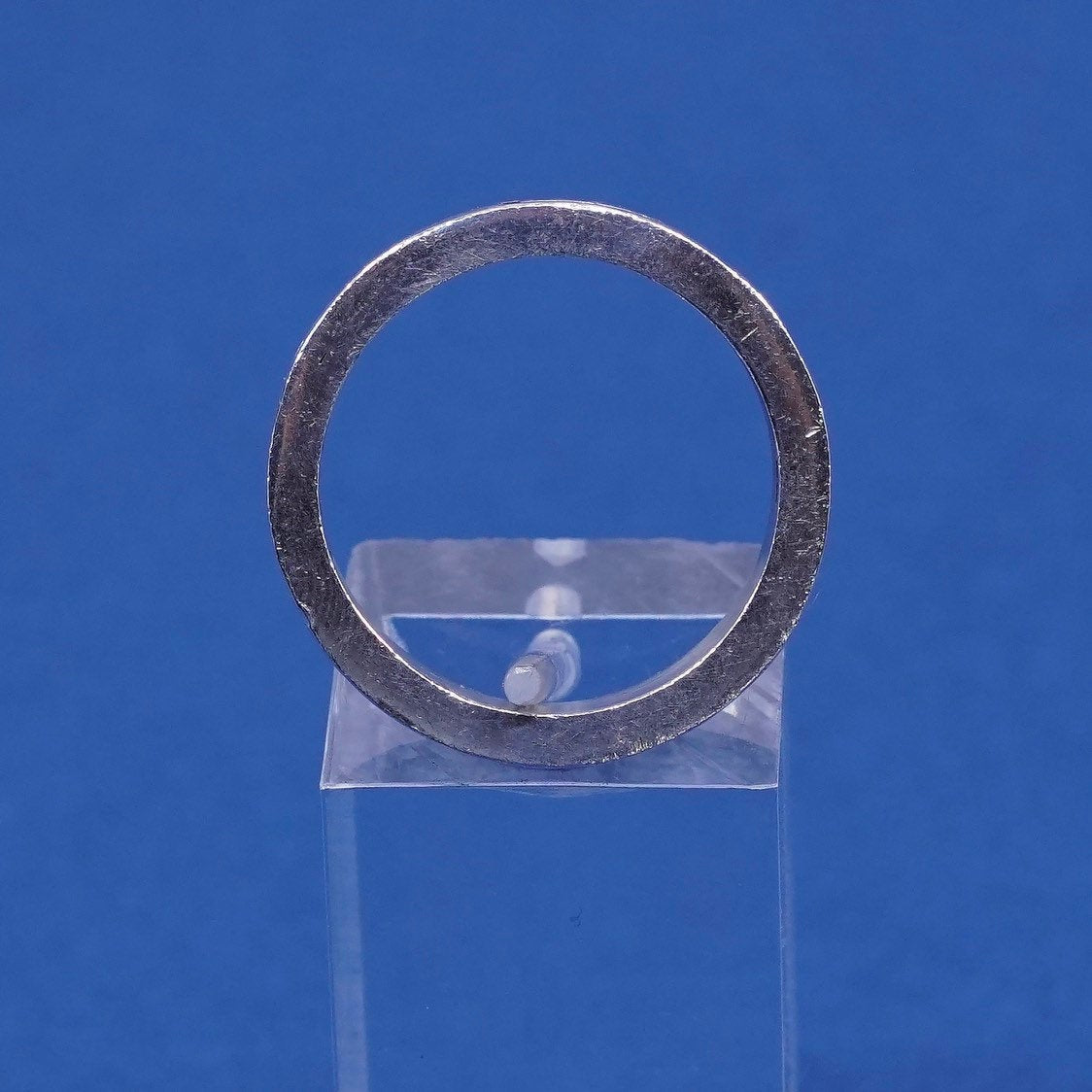 Size 7.75, vtg Sterling silver handmade bold ring, hopi 925 greek key band