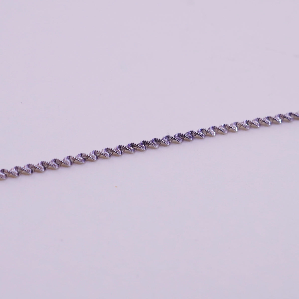 6.75”, 3mm, Vintage sterling silver bracelet, 925 twisted herringbone chain