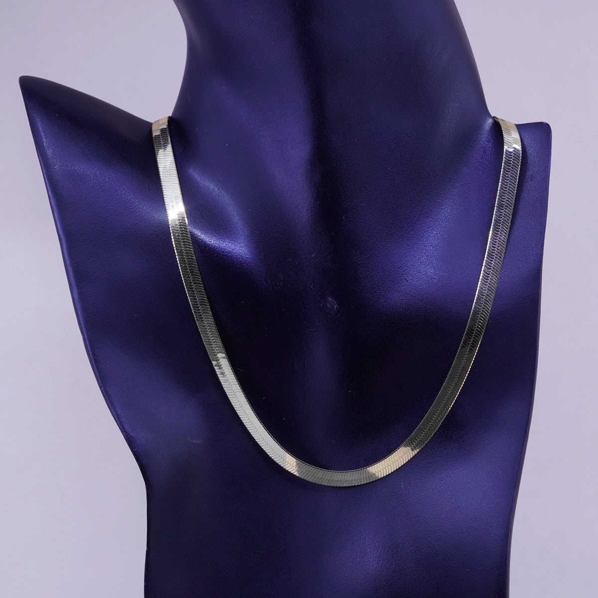 18", vintage vermeil gold sterling silver necklace, Italy 925 herringbone chain