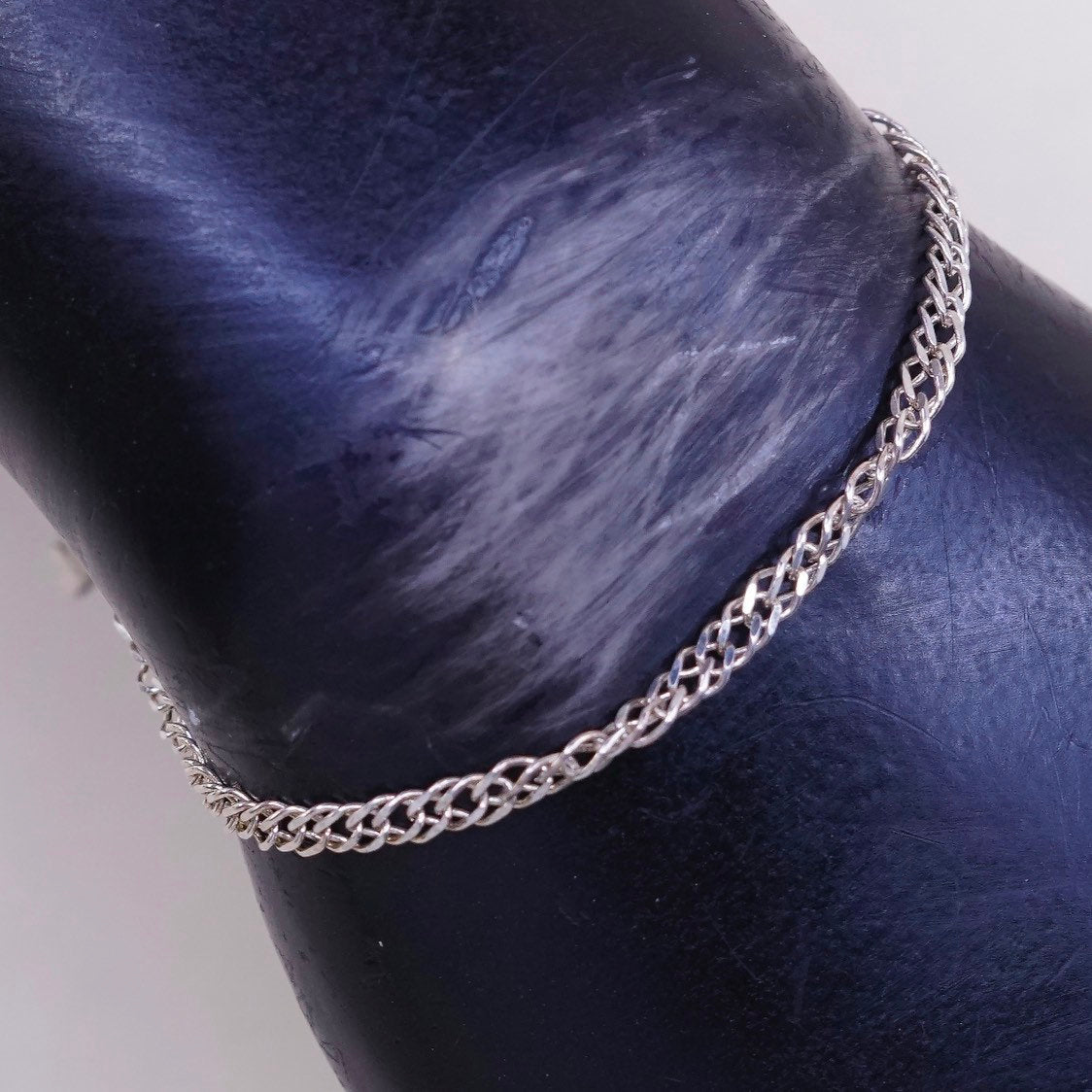 7.25", 4mm, VTG sterling silver double curb link chain, italy IBB 925 bracelet,