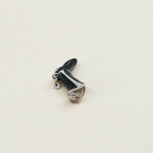 Vintage Sterling Silver Enamel Pendant, Solid 925 Silver Riding Boot Charm