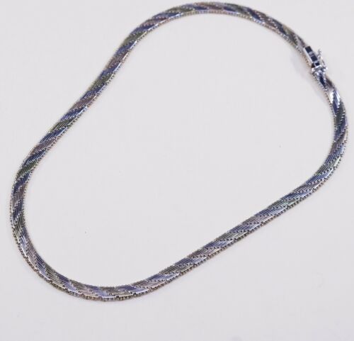 16” 6mm, Vermeil Gold Sterling Silver Riccio chain necklace Stamped 925 Italy