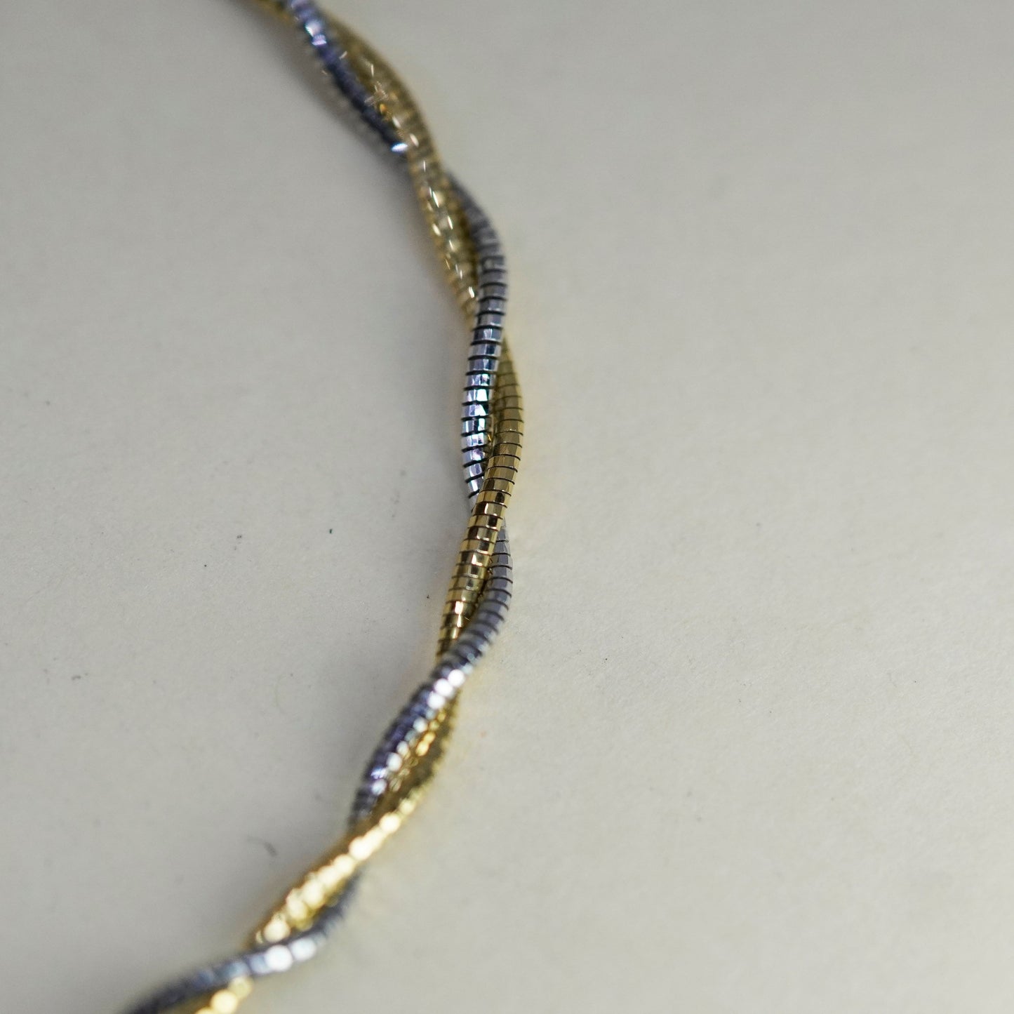 16.5”, two tone sterling silver glittering twisted snake chain, 925 necklace