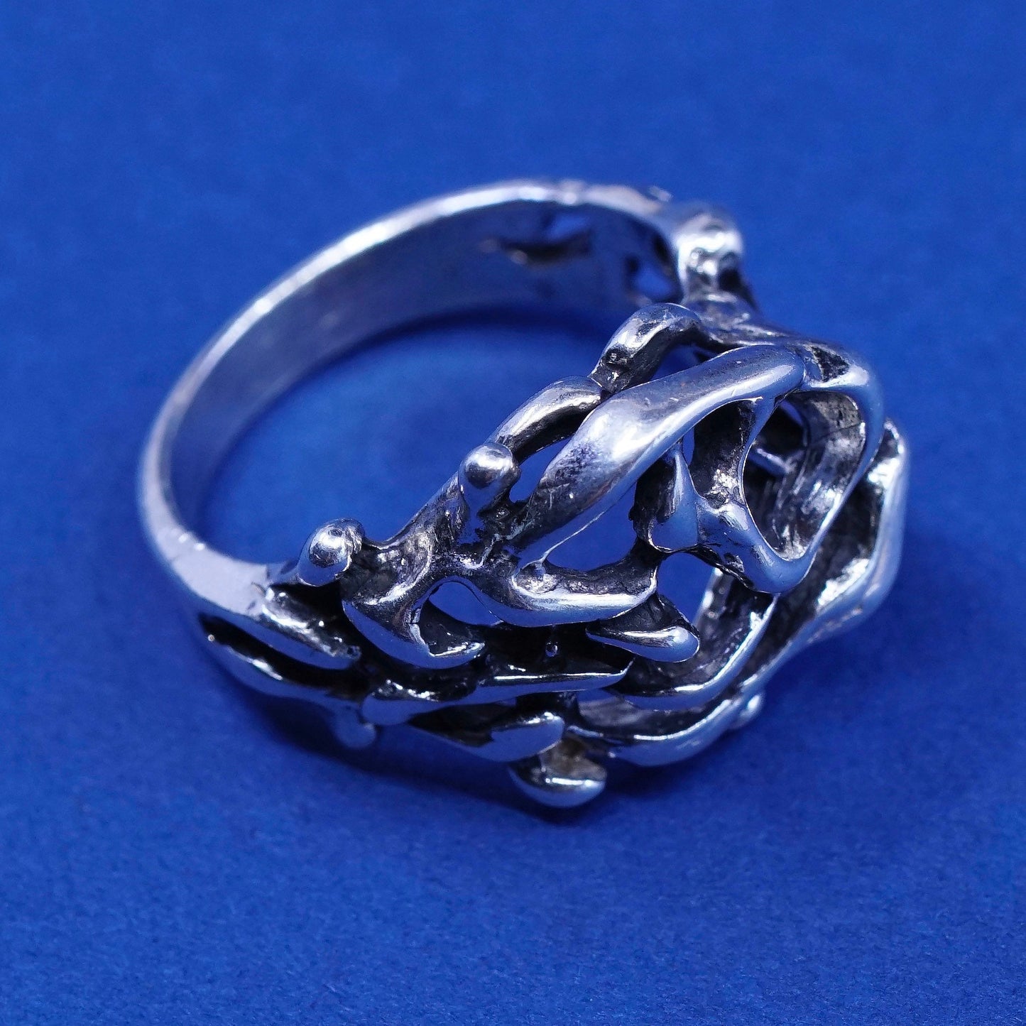 sz 5.75, Jens Peterson Art Nouveau Sterling silver handmade ring, 925 band