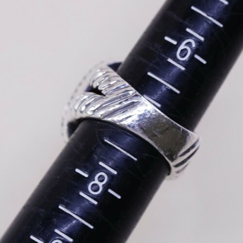 Sz 7, Vtg Sterling Silver Cocktail Ring, 925 W/ Checker Cut citrine n marcasite