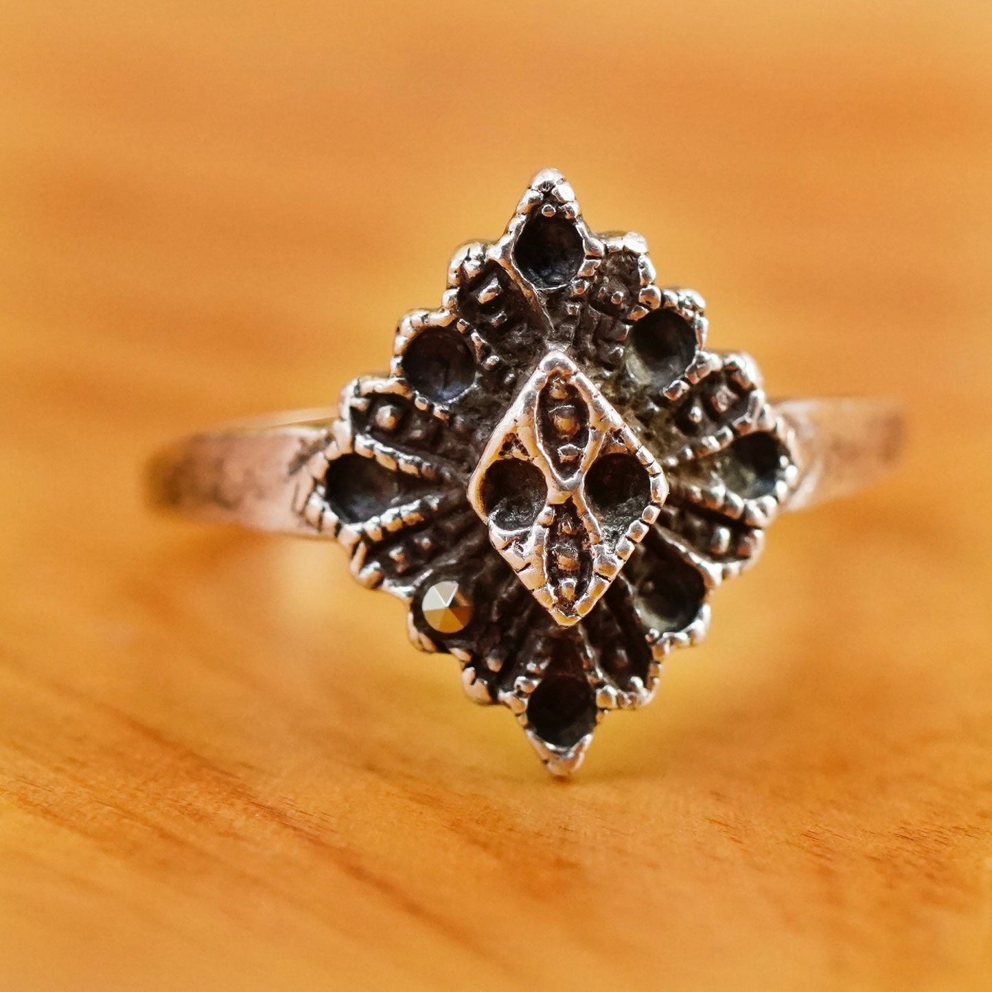 Size 8, vintage Art Deco Sterling silver handmade ring, 925 band