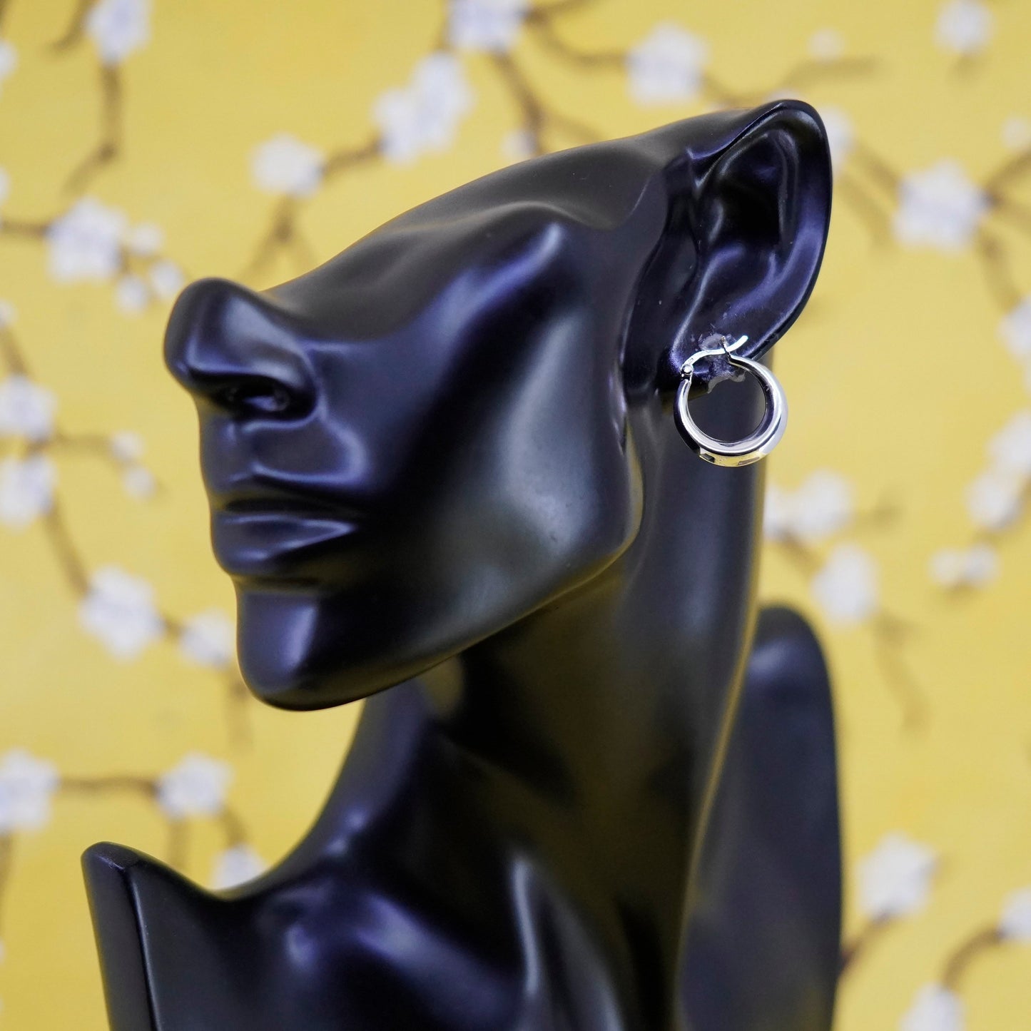 0.75”, Vintage Sterling silver handmade earrings, maxico 925 hoops