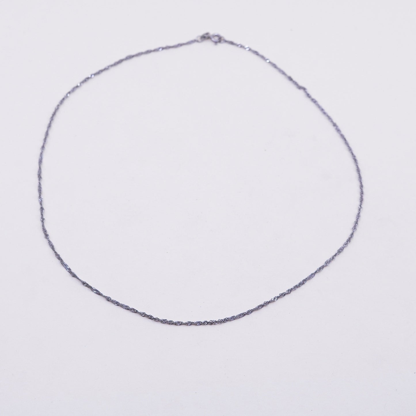 18”, 1mm, Vintage sterling silver Italy 925 silver twisted curb chain, necklace