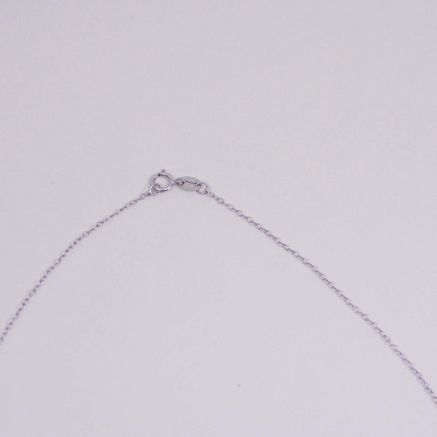 18”, vintage Sterling silver necklace, 925 circle chain with circle pendant Cz