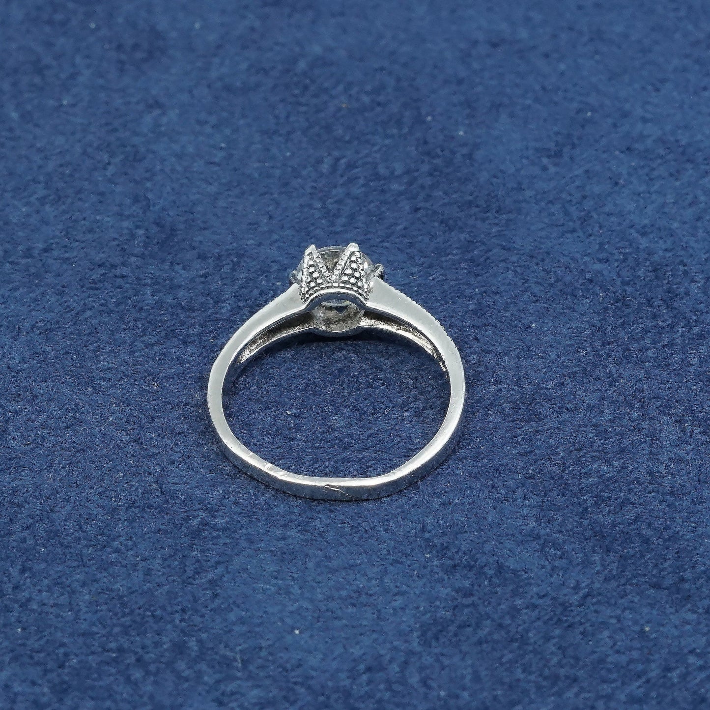 Size 6.5, vtg Sterling silver engagement ring, 925 band w/ clear cz