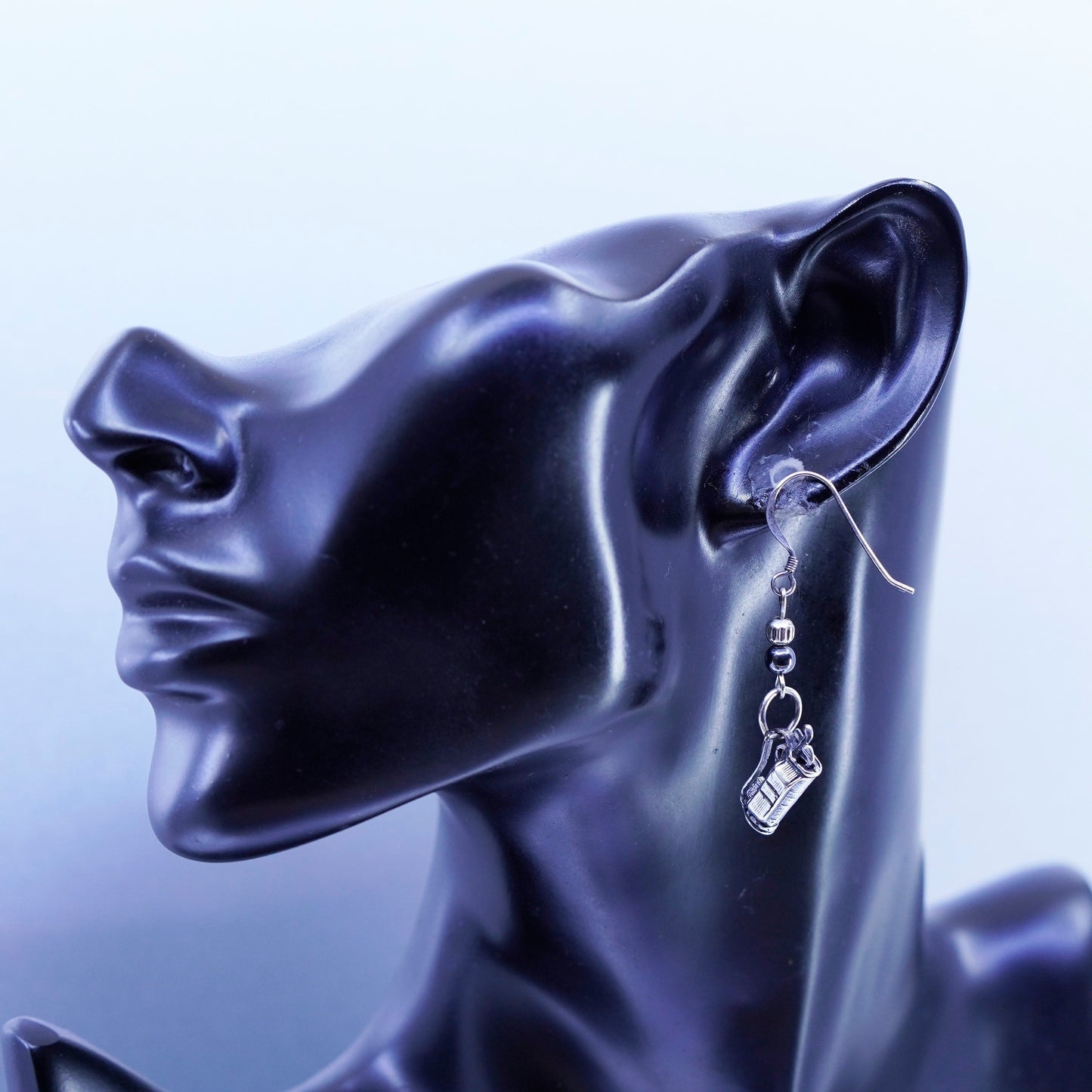 Vintage Sterling 925 silver handmade golf bag cart earrings