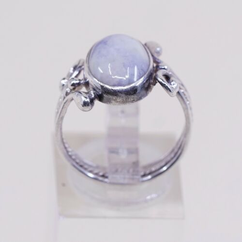 Sz 7.5, Handmade Ring in Sterling 925 Silver N Howlite Stone, Silver Tested