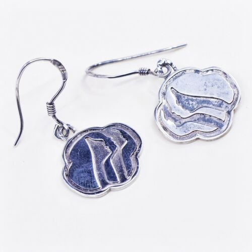 vtg Native American sterling silver handmade earrings 925 Girl Figurehead