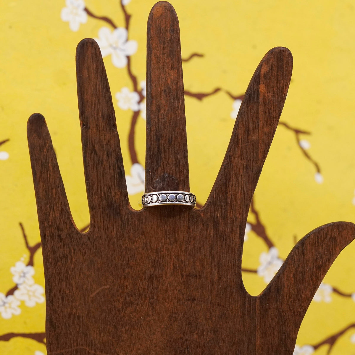 size 10, Sterling silver handmade ring, 925 stackable band with moon phases