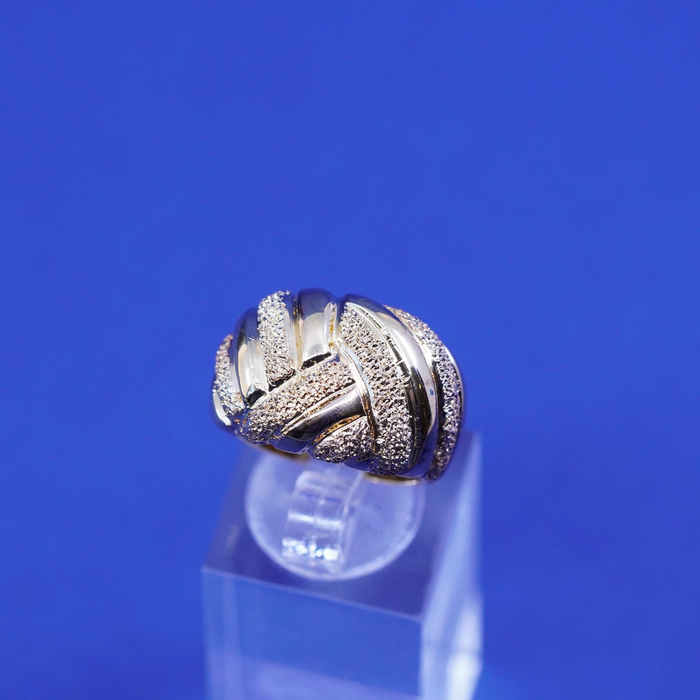 Size 6, Itaor Italy vermeil gold sterling silver handmade ring, glittering band