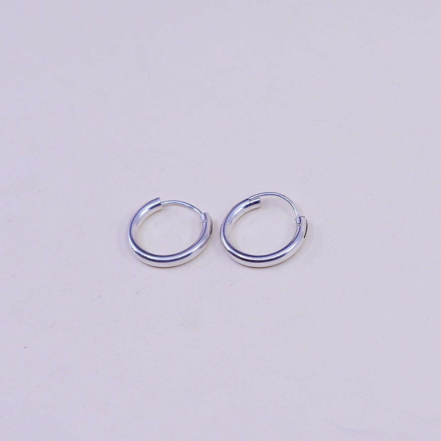 0.5", Vintage sterling silver loop earrings, fashion minimalist, fine 925 silver hoops