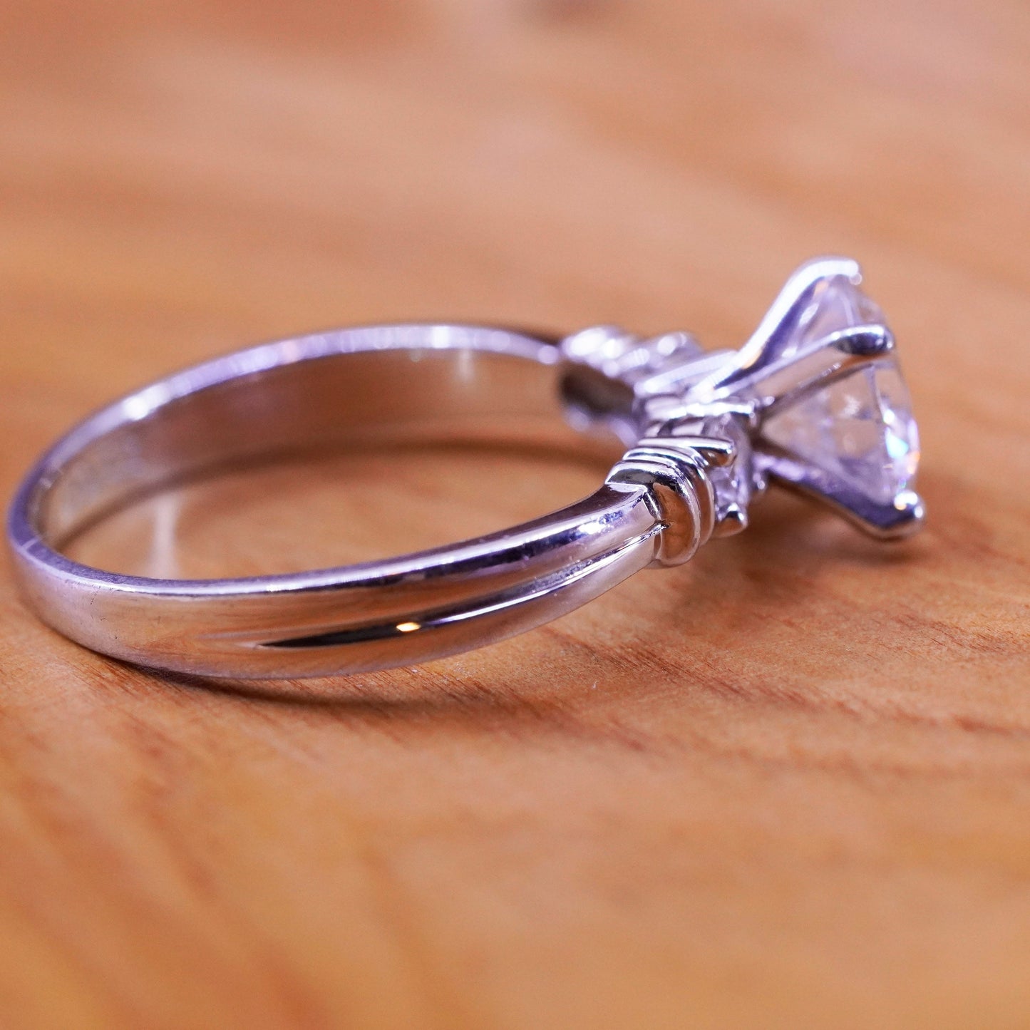 Size 9.5, vintage Sterling 925 silver anniversary engagement ring with cz