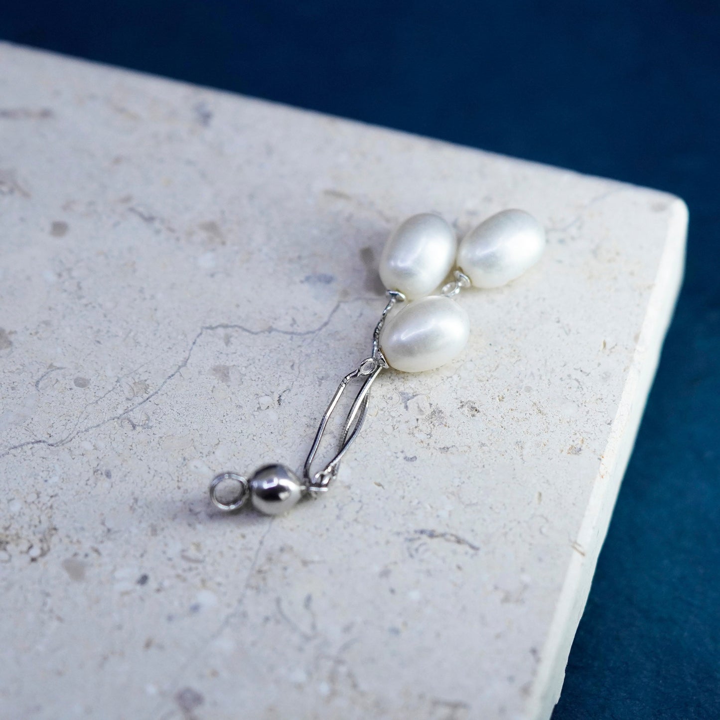 Vintage Sterling 925 silver handmade pendant with Pearls
