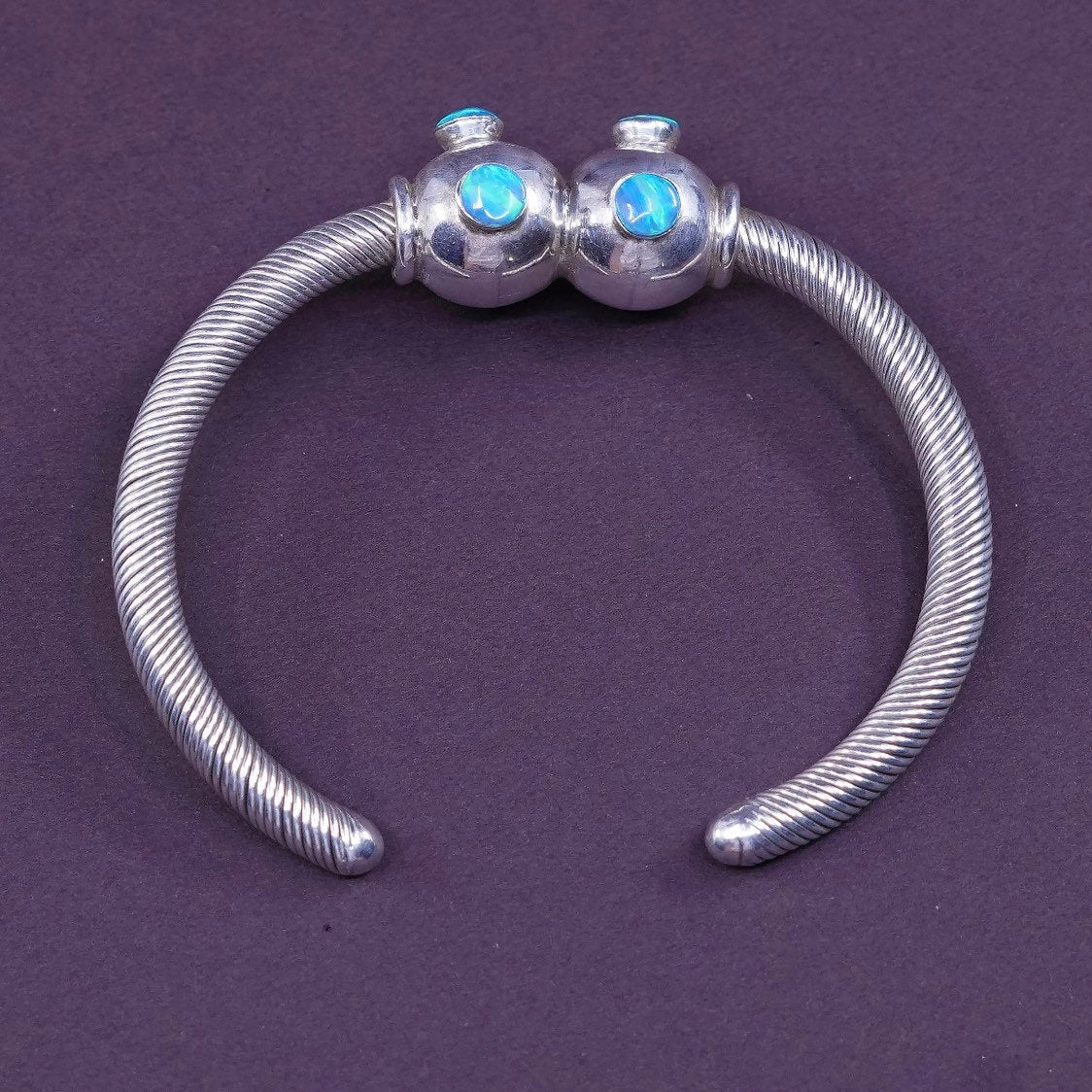 6”, vtg Sterling silver handmade bracelet, 925 cable cuff