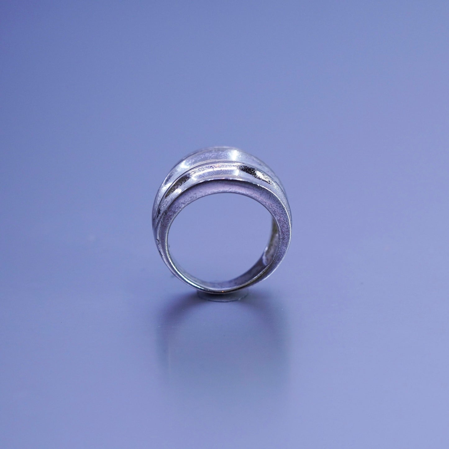 Size 7, vintage Sterling 925 silver handmade ring, modern ribbed band