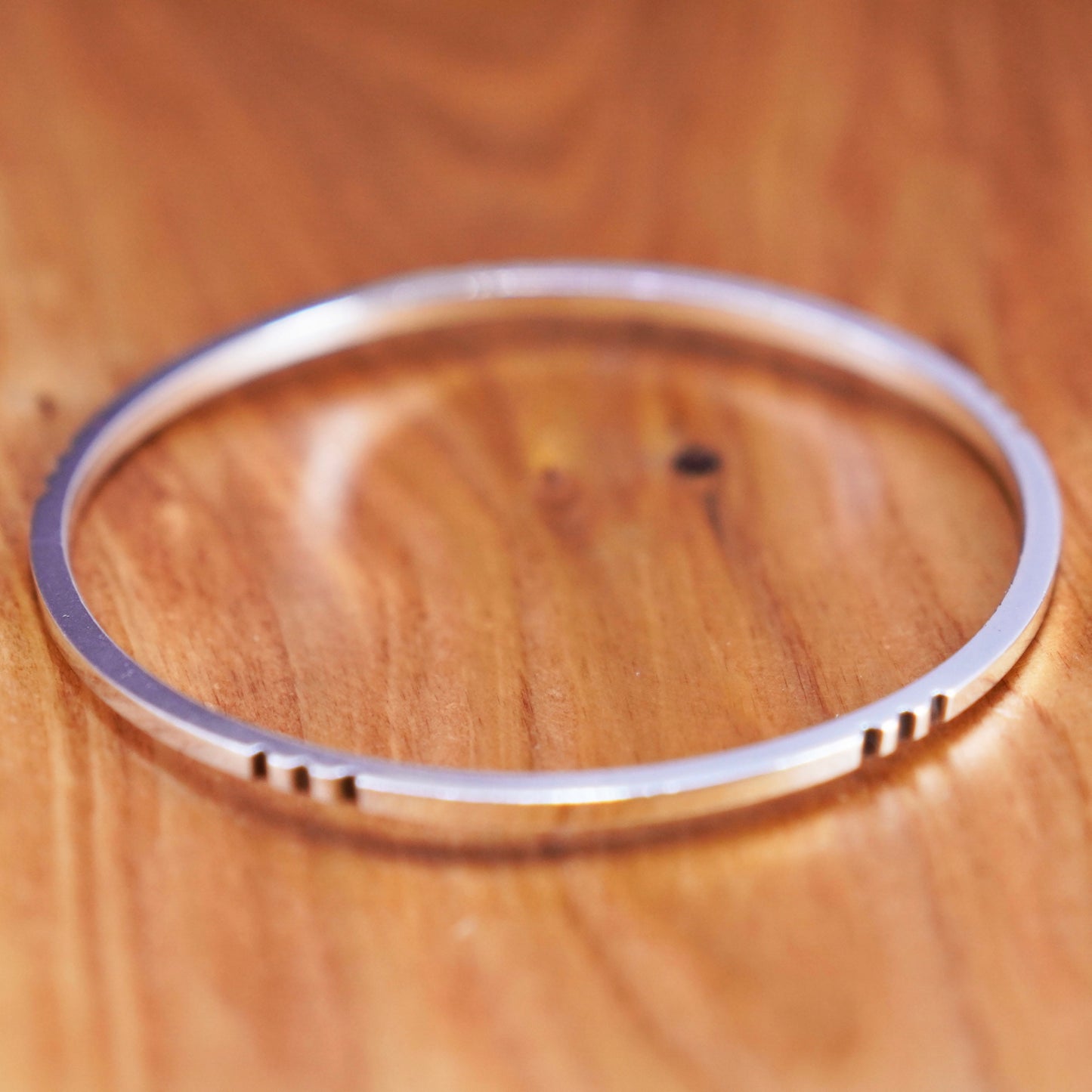 8”, Vintage southwestern Sterling silver handmade bracelet, ribbed bangle