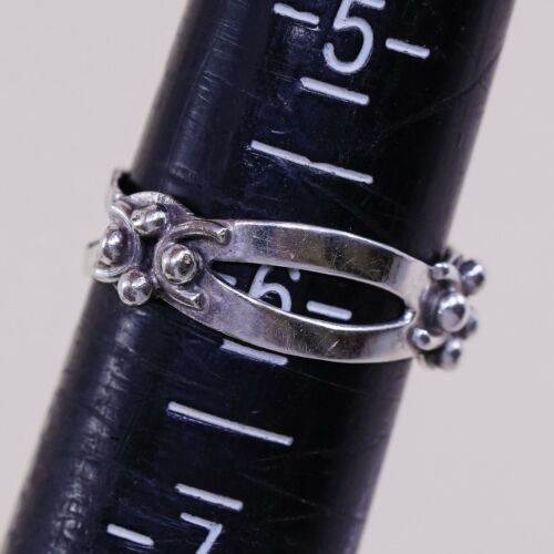 Size 6, Vtg stackable Sterling Silver Handmade Ring 925 Band W/ Beads