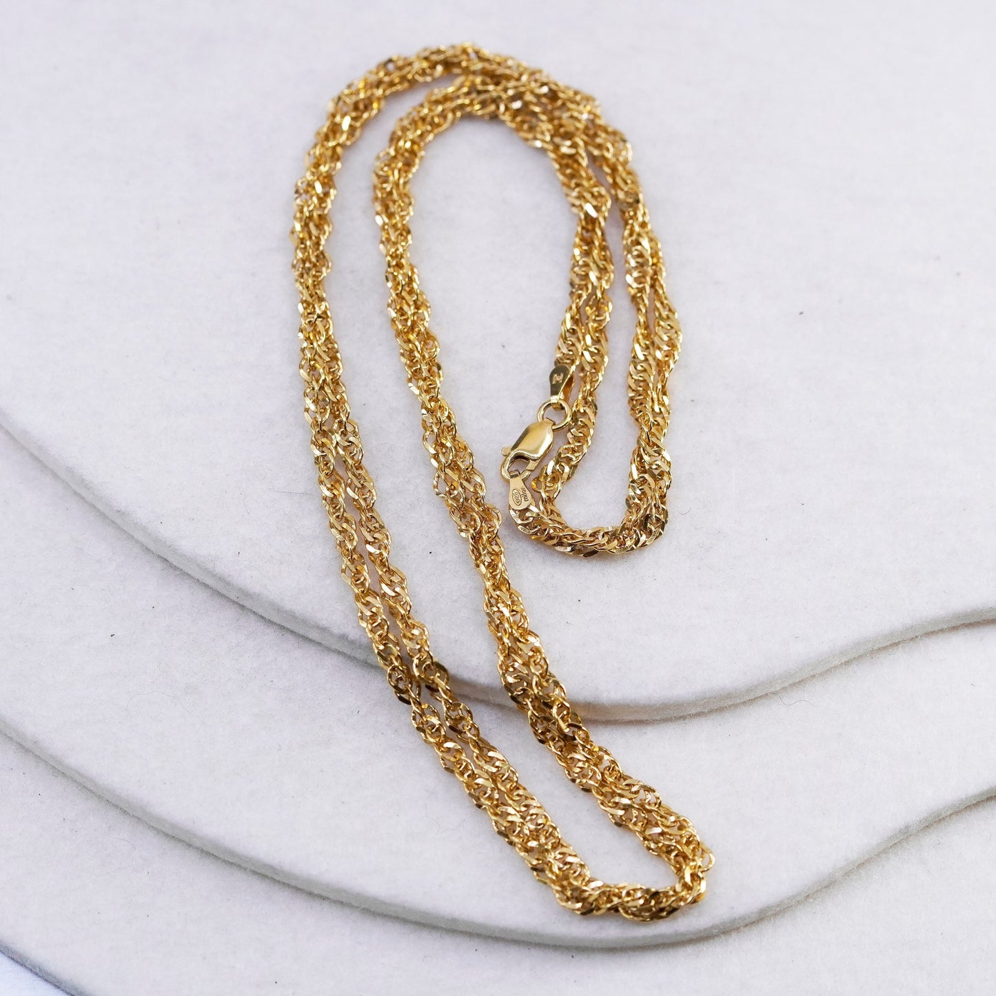 36”, Italy milor vermeil gold over Sterling 925 silver twisted curb necklace
