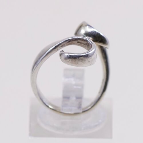Size 4.25, Vtg Sterling Silver handmade Abstract Snake Ring. 925 Band