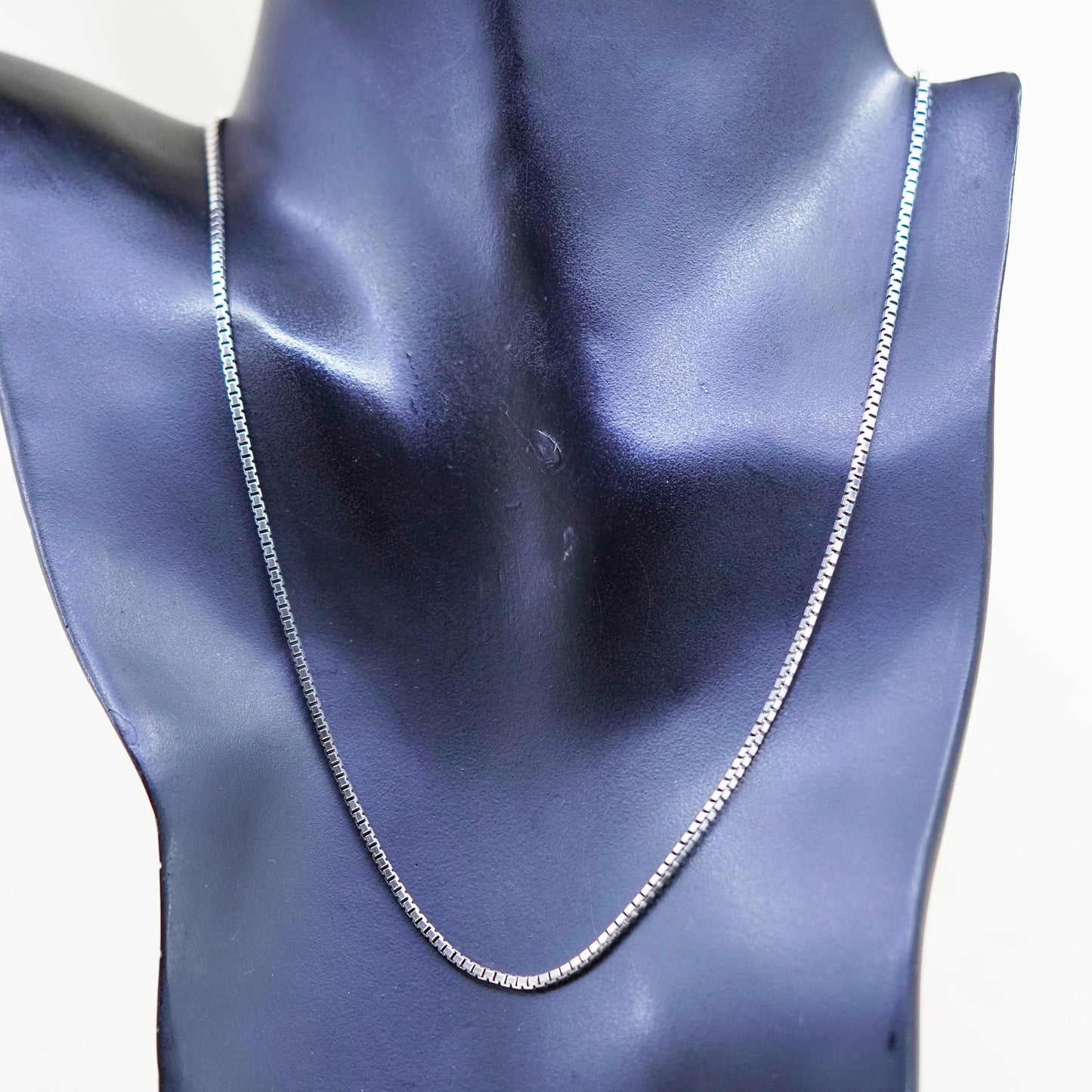 18”, 2mm, Vintage sterling silver Italy 925 silver box chain, necklace