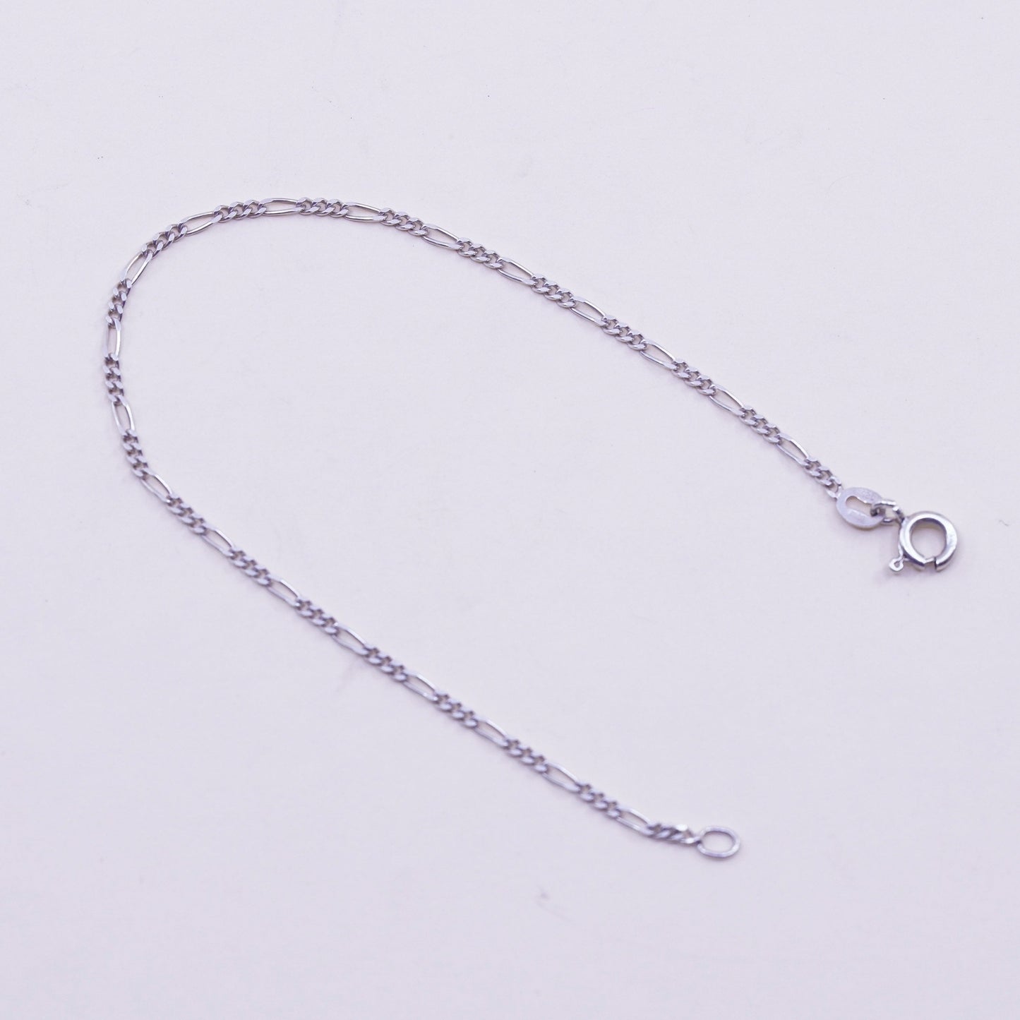 7.25”, 2mm, Vintage sterling 925 silver bracelet, italy men’s figaro chain