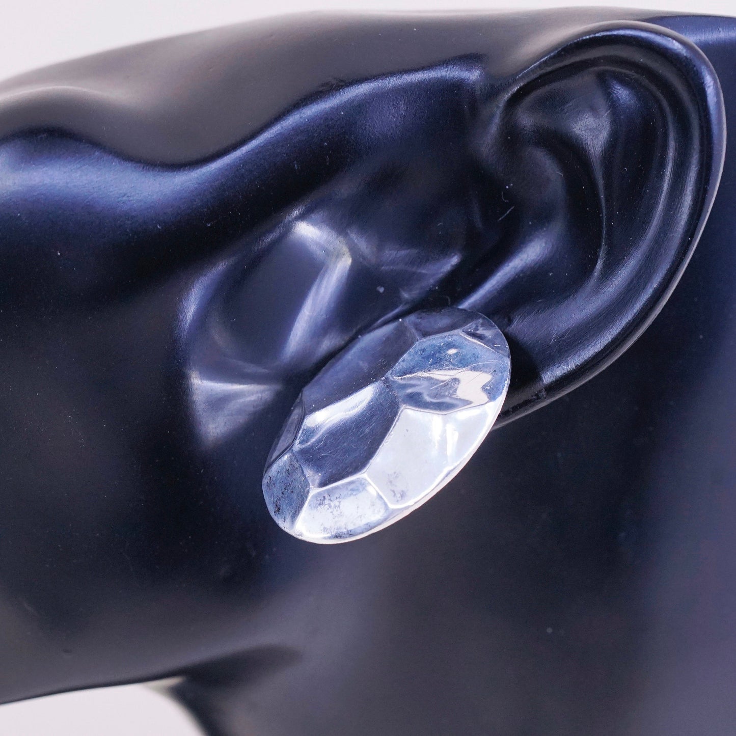 Vintage Sterling silver handmade earrings, 925 silver wrinkly studs