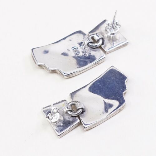 Amazing Southwestern handmade Sterling Silver earrings, 925 Malachite Dangles