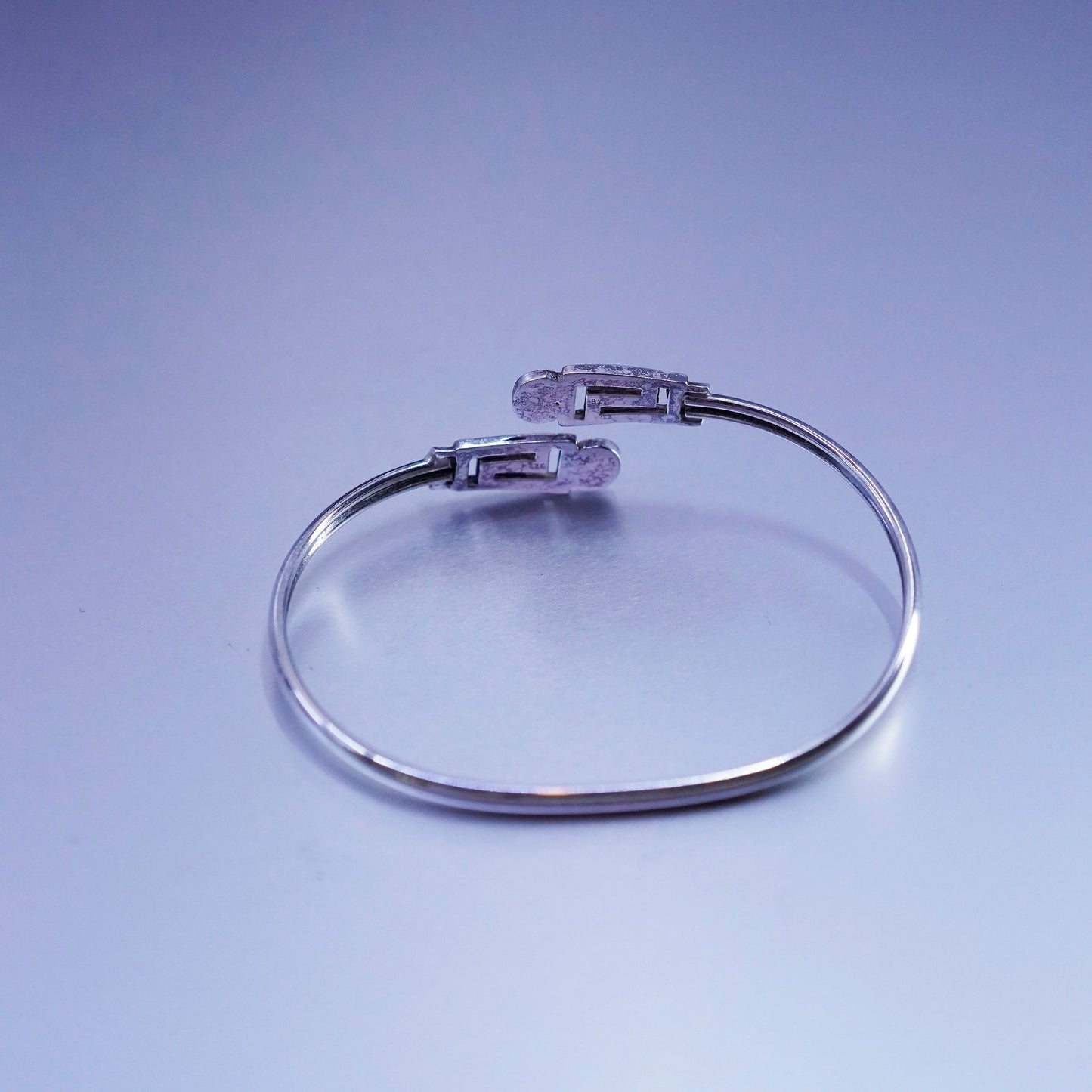 7”, Navajo Native American Sterling 925 silver bracelet, lapis Greek key cuff