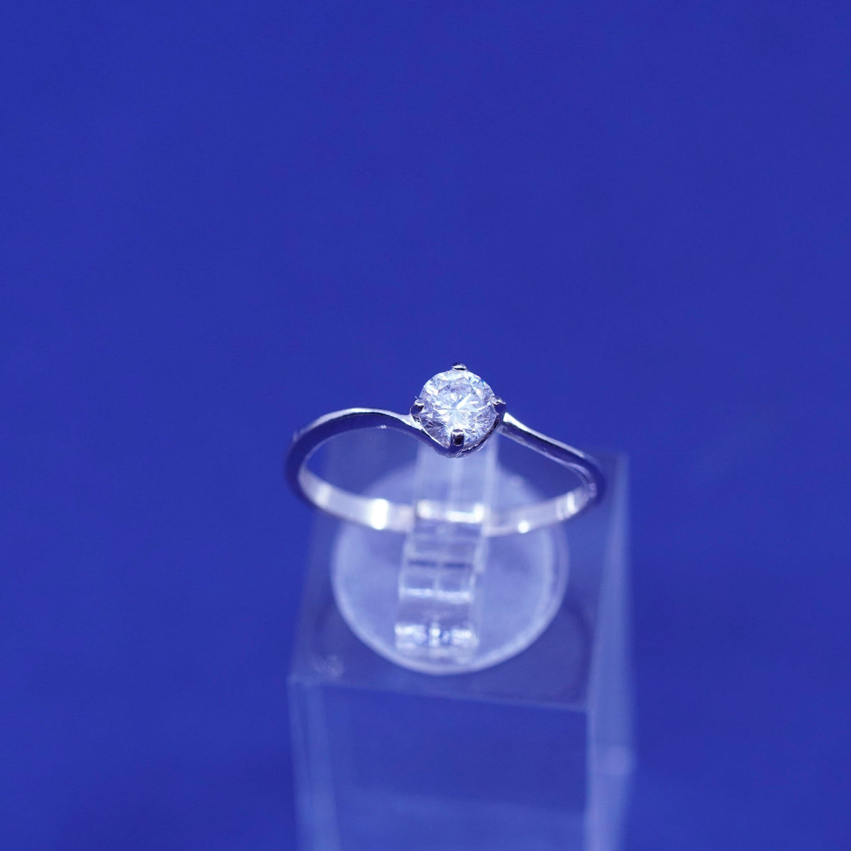 Size 8, vintage Sterling silver handmade ring, 925 engagement ring with cz