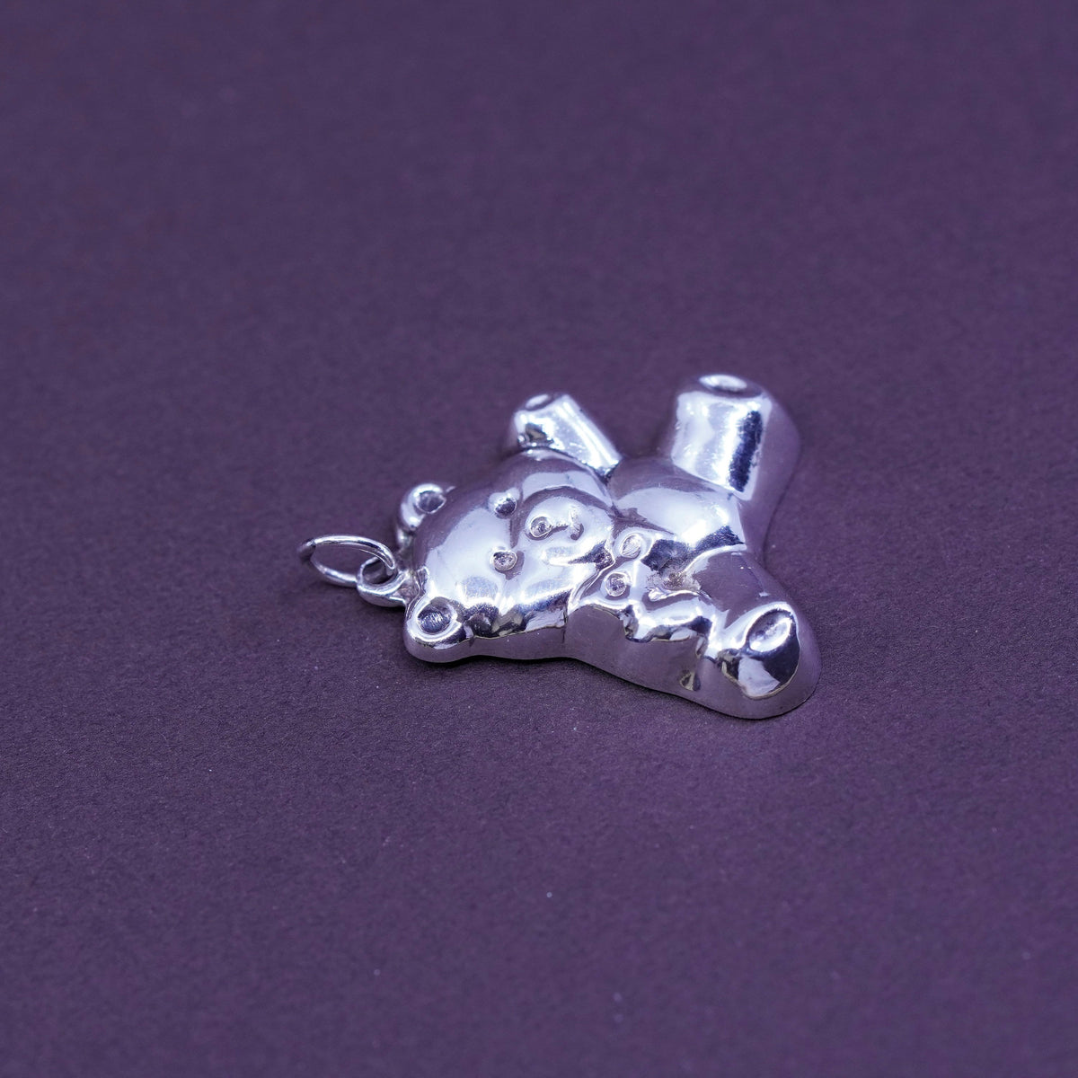 Vintage sterling silver handmade pendant, 925 teddy bear pendant