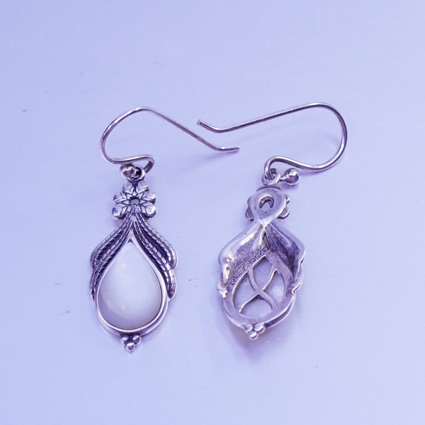 Vintage Sterling 925 silver handmade earrings with teardrop turquoise