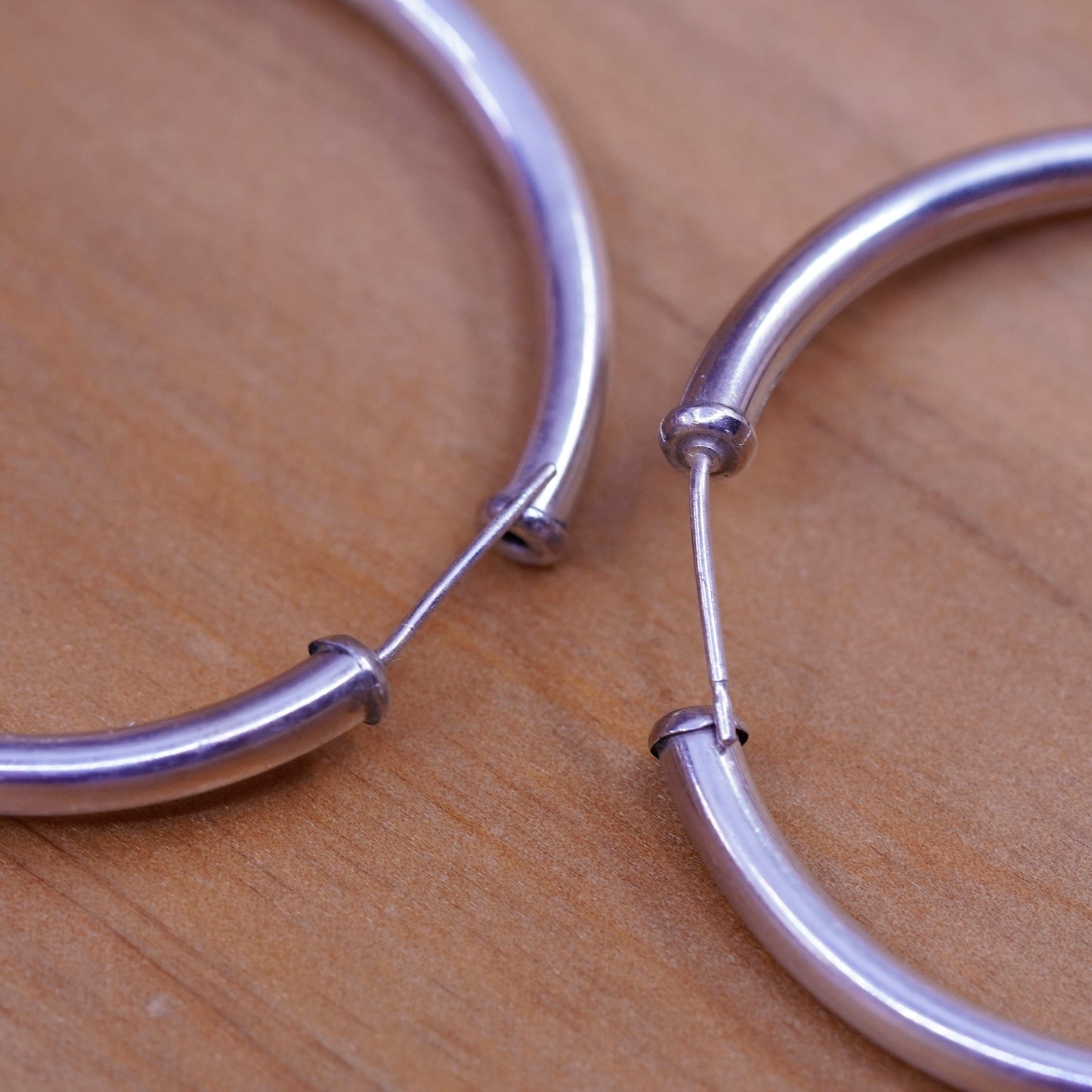 1.5”, vintage Sterling silver handmade earrings, 925 bold hoops