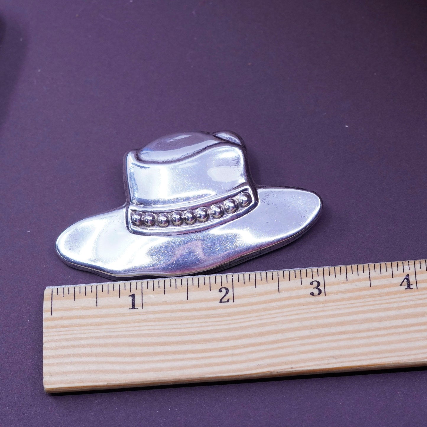 Vintage handmade modern sterling 925 silver sun hat brooch