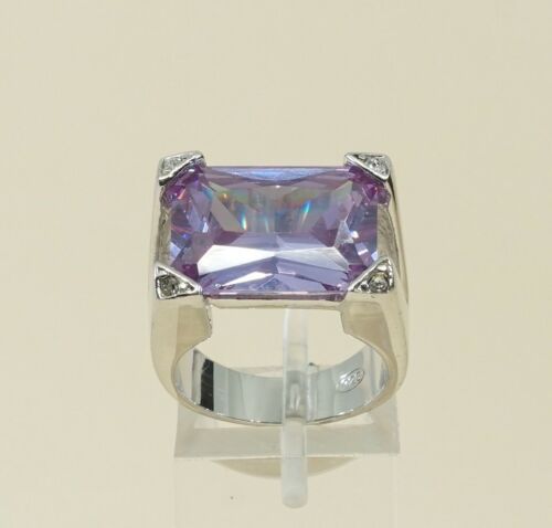 Sz 6.25, Sterling Silver handmade Ring, 925 Silver Ring W/ amethyst n crystal