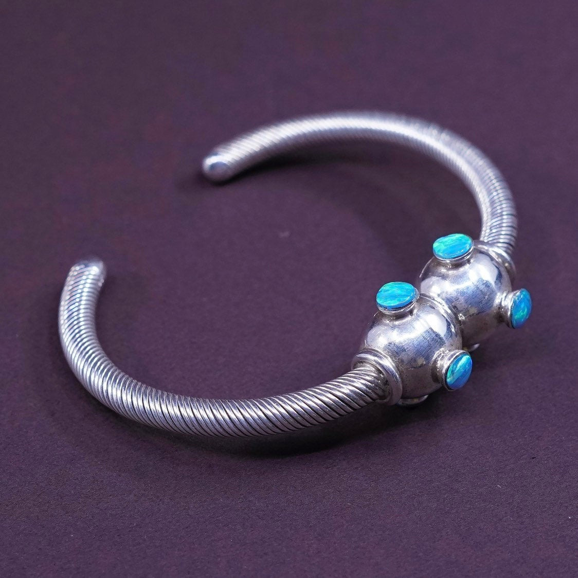 6”, vtg Sterling silver handmade bracelet, 925 cable cuff