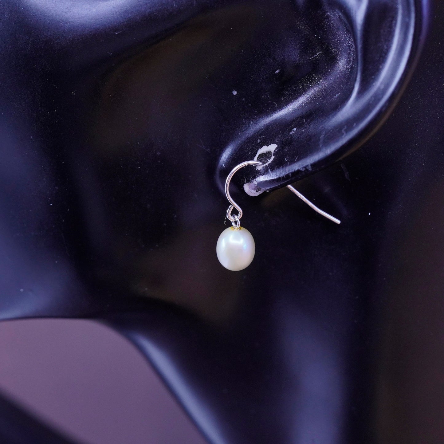 Vintage Sterling silver handmade earrings, 925 hooks with pearl drops