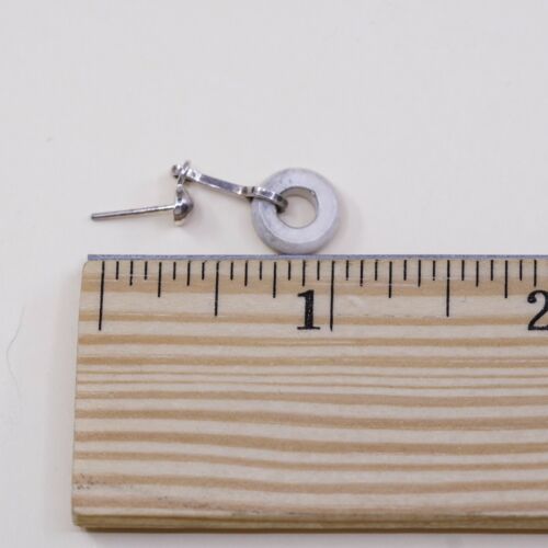 Vintage Handmade Sterling Silver Earrings, 925 silver W/ Howlite Circle Dangle