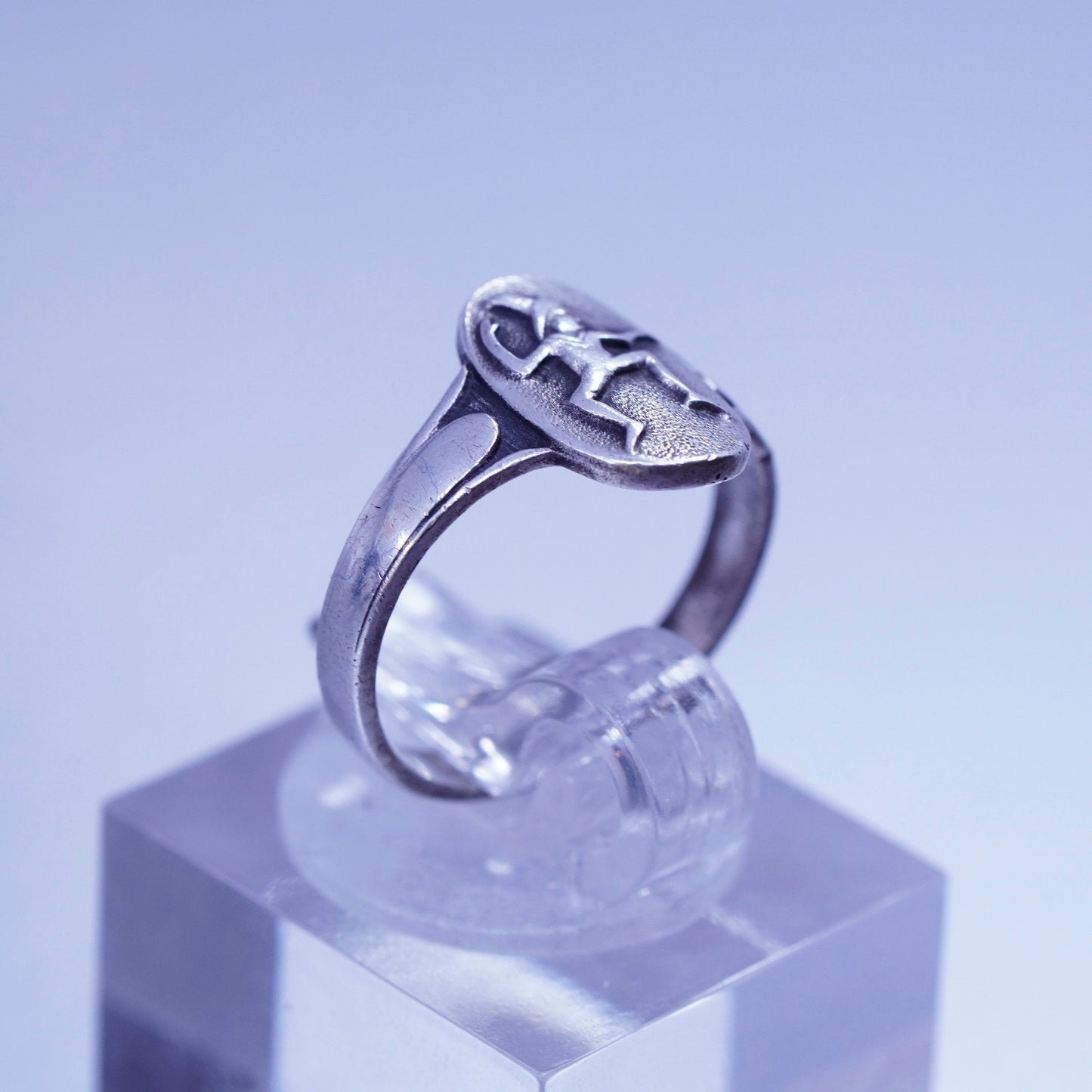 Size 4, Sterling silver handmade ring, 925 Camp Fire Girl Wood Gatherers band